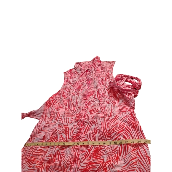 Talbot's Tropical Shirt Dress Tie Belted Front Collar Pockets Beachy Resort 18 - Picture 9 of 9